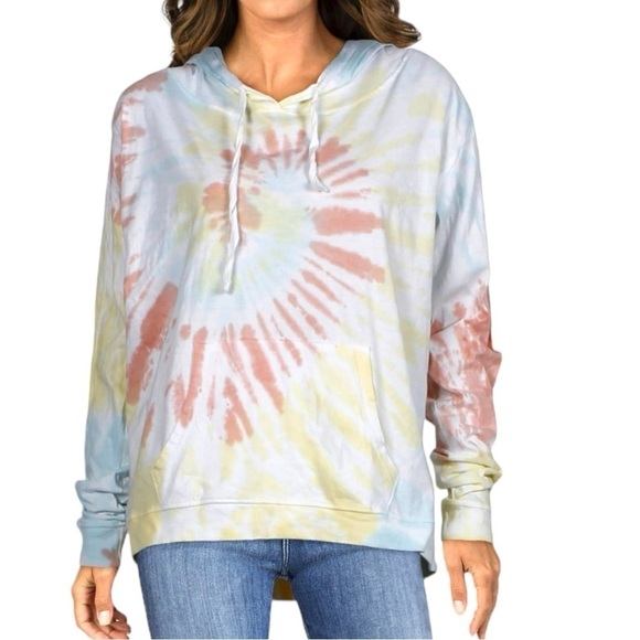 Southern Spirit Tie Dye 100% Cotton Hoodie Long Sleeve Tee Size Small - Picture 1 of 7